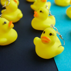 Rubber Duck Earrings - Plastic Yellow Duckies Chicks Statement Lightweight Lesbian Earrings Birds Animal Kids Toy Y2K Kidcore Kitsch