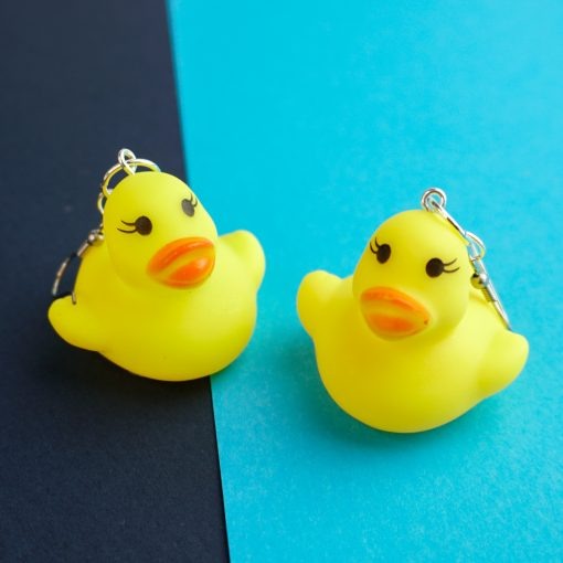 Rubber Duck Earrings - Plastic Yellow Duckies Chicks Statement Lightweight Lesbian Earrings Birds Animal Kids Toy Y2K Kidcore Kitsch