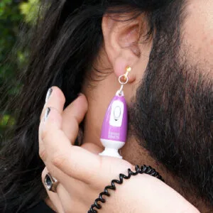 Vibe vibrator sex toy Hitachi magic wand lube blue batteries included quirky feminist sex positive feminism Earring earrings jewellery rave raver raving house party disco clubbing ibiza festival wear neon y2k clubwear hand made handmade cybertwee neon clubkid club kid carnival streetstyle harajuku street style cyber kinderwhore funky groovy techno basement underground urban kidcore kid core clubkid club kid klub goblin goblincore kitsch