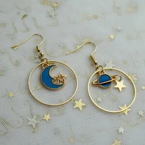 Astronomy astrology astrological zodiac sign sky stars stargazer stargazing moon sun star Saturn Venus Neptune Pluto mars planets planet earth space dark blue turquoise gold shine shiny earring earrings jewellry drop dangle alternative y2k 2000s 90s vintage style Earring earrings jewellery rave raver raving house party disco clubbing ibiza festival wear neon y2k clubwear hand made handmade cybertwee neon clubkid club kid carnival streetstyle harajuku street style cyber kinderwhore funky groovy techno basement underground urban kidcore kid core clubkid club kid klub goblin goblincore kitsch