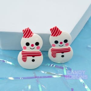 Snowman Studs - Christmas Festive White Snow Winter Earrings Accessories Handmade Hygge Xmas Scarf Charm