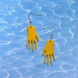 Hand hands good luck charm hold Lasercut laser cut design acrylic perspex plastic illustration green yellow pink neon semi translucent transparent neon rave fluorescent colours Earring earrings jewellery rave raver raving disco clubbing festival wear neon y2k clubwear hand made handmade cybertwee neon clubkid club kid carnival streetstyle harajuku street style cyber kinderwhore techno basement underground urban club kid klub kitsch party kei Altboy alternative style alt fashion clowncore aesthetic eboy egirl goblincore goth style grudge jfashion kidcore party kei pastel goth punk boy girl style queer LGBT shop buisness scenecore rainbowcore