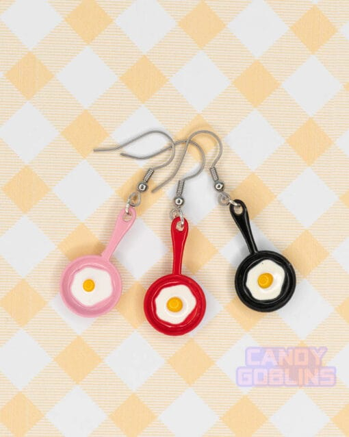 Frying Pan Egg Earrings