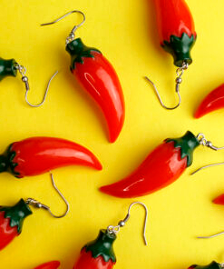Chilli chillies spice spicy food mexican hot red shiny spiced cooking vegetable hot sauce Earring earrings jewellery rave raver raving disco clubbing festival wear neon y2k clubwear hand made handmade cybertwee neon clubkid carnival streetstyle harajuku street style cyber kinderwhore techno basement underground urban klub kitsch party kei Altboy alternative style alt fashion clowncore aesthetic eboy egirl goblincore goth style grudge jfashion kidcore party kei pastel goth punk boy girl style queer LGBT shop business scenecore rainbowcore