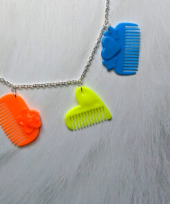 Comb combs colourful rainbow bright toy toys plastic my little pony dolly doll girls 2000s themed Necklace chain choker pendant jewellery rave raver raving disco clubbing festival wear neon y2k clubwear hand made handmade cybertwee neon clubkid carnival streetstyle harajuku street style cyber kinderwhore techno basement underground urban klub kitsch party kei Altboy alternative style alt fashion clowncore aesthetic eboy egirl goblincore goth style grudge jfashion kidcore party kei pastel goth punk boy girl style queer LGBT shop business scenecore rainbowcore