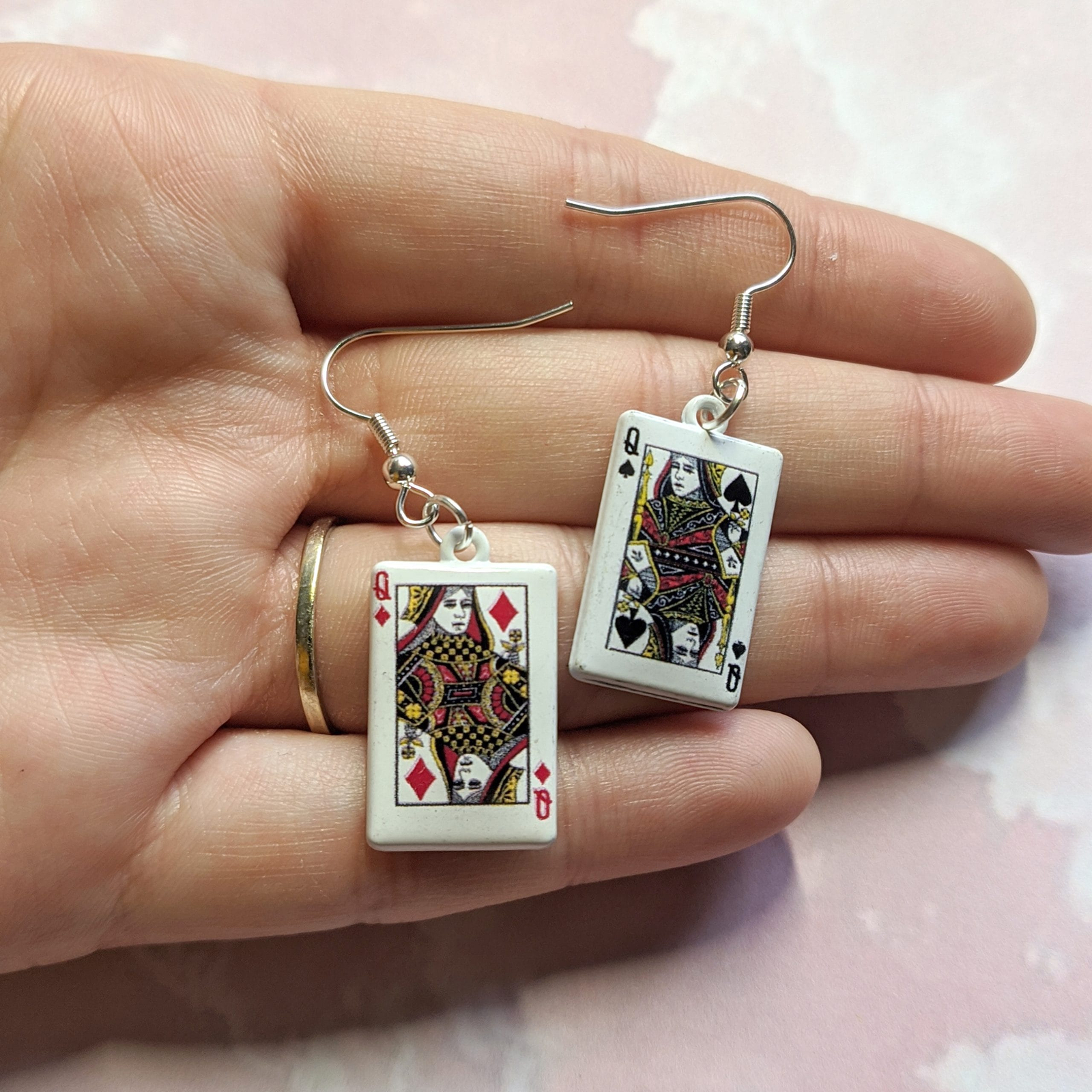 thumbnail image 2 of Playing Card Earrings King Queen Jack Heart Spades Heart 2 of 11