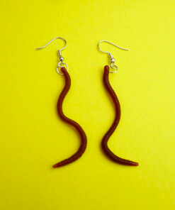 Worm Earrings Squishy Brown Stretchy Fish Bait Animal Worms Halloween Spooky Weird Creepy Crawly Bug Harajuku Earring earrings jewellery rave raver raving disco clubbing festival wear neon y2k clubwear hand made handmade cybertwee neon clubkid carnival streetstyle harajuku street style cyber kinderwhore techno basement underground urban klub kitsch party kei Altboy alternative style alt fashion clowncore aesthetic eboy egirl goblincore goth style grudge jfashion kidcore party kei pastel goth punk boy girl style queer LGBT shop business scenecore rainbowcore