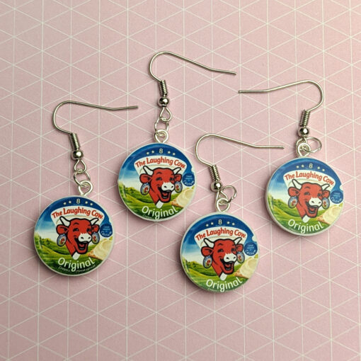 Laughing Cow Earrings Quirky Cheese Triangle Miniature Lesbian Jewellery Food Handmade Dollhouse Mini Brand Dairylea Dairy Mini dollhouse cheese cheesy small Earring earrings jewellery rave raver raving disco clubbing festival wear neon y2k clubwear hand made handmade cybertwee neon clubkid carnival streetstyle harajuku street style cyber kinderwhore techno basement underground urban klub kitsch party kei Altboy alternative style alt fashion clowncore aesthetic eboy egirl goblincore goth style grudge jfashion kidcore party kei pastel goth punk boy girl style queer LGBT shop business scenecore rainbowcore