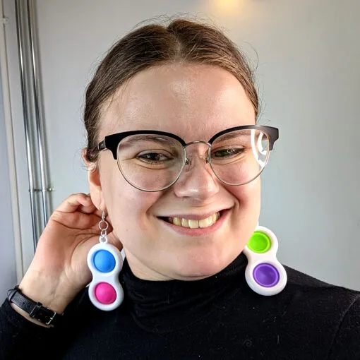 Pop Its Earrings - Fidget Toy Stim Stimming ADHD Autism Neon Courful Mismatch Pink Blue Green Orange Purple Harajuku Kidcore Rave