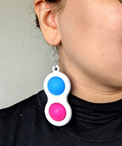 Pop Its Earrings - Fidget Toy Stim Stimming ADHD Autism Neon Courful Mismatch Pink Blue Green Orange Purple Harajuku Kidcore Rave