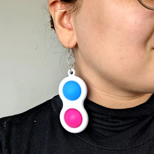 Pop Its Earrings - Fidget Toy Stim Stimming ADHD Autism Neon Courful Mismatch Pink Blue Green Orange Purple Harajuku Kidcore Rave