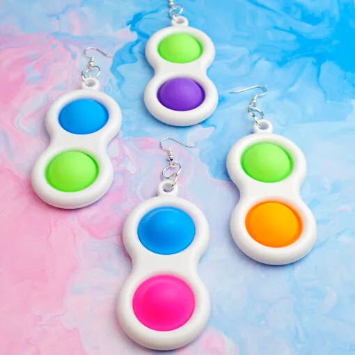 Pop Its Earrings - Fidget Toy Stim Stimming ADHD Autism Neon Courful Mismatch Pink Blue Green Orange Purple Harajuku Kidcore Rave