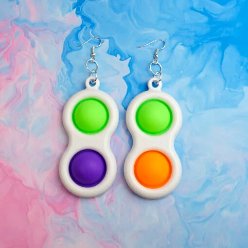 Pop Its Earrings - Fidget Toy Stim Stimming ADHD Autism Neon Courful Mismatch Pink Blue Green Orange Purple Harajuku Kidcore Rave