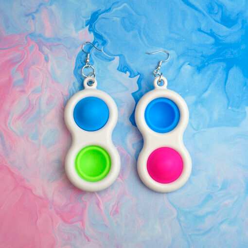 Pop Its Earrings - Fidget Toy Stim Stimming ADHD Autism Neon Courful Mismatch Pink Blue Green Orange Purple Harajuku Kidcore Rave
