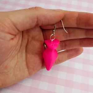 Heart Butt Plug Earrings - Neon Pink Love Sex Toys Naughty Valentines Day Hen Party 3D Printed Cheeky Fetish Sex Positive