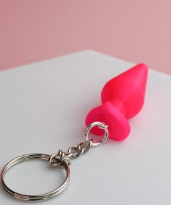 Heart Butt Plug keychain key chain charm - Neon Pink Love Sex Toys Naughty Valentines Day Hen Party 3D Printed Cheeky Fetish Sex Positive
