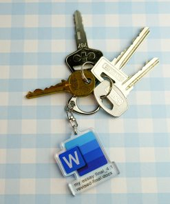 Word Keychain - Essay Uni University Back To School Acrylic Gift Quirky Relatable Icon Logo File Nerd Assignment Blue Keys
