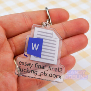 Word Keychain - Essay Uni University Back To School Acrylic Gift Quirky Relatable Icon Logo File Nerd Assignment Blue Keys