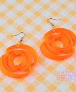 Gyroscope Earrings - Gyro Fidget Toy Neon Orange Rave Spin Autism Jewellery Geometric Maths Statement Quirky 3D Printed