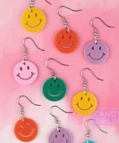 Smiley Earrings - Mismatch Rave Y2K Happy Acrylic Charm Festival Retro Colourful Yellow Orange Pink Purple Lightweight dopamine dressing maximalist fashion