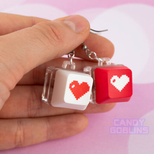 Keyboard Switch Earrings - Stim Toy Mechanical Clicky Nerdy Computer Gift Autism ADHD Clickable Gamer Blue Switch Heart Red