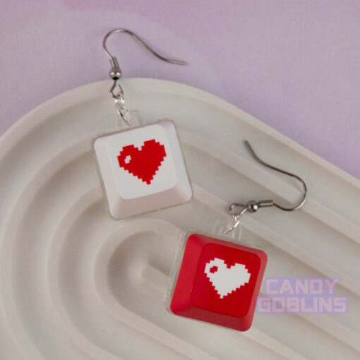 Keyboard Switch Earrings - Stim Toy Mechanical Clicky Nerdy Computer Gift Autism ADHD Clickable Gamer Blue Switch Heart Red