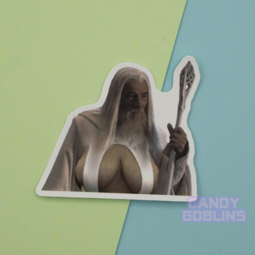 Gandalf Big Naturals Sticker - LoTR Lord of the Rings Meme Grey White Stationary Fandom Big Boobs Ian Mckellen