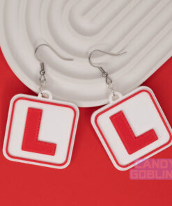 L plate Earrings - Learner Plates Learning Driving Instructor Gifts Provisional Student DVLA Car Jewellery Red & White