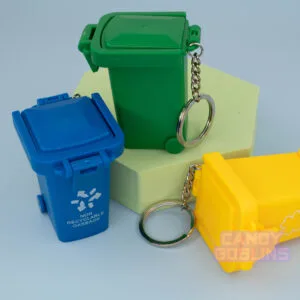 WHEELIE BIN KEYCHAIN TRASH GARBAGE KEYCHAINS RECYCLING UK OVERSIZED FUN