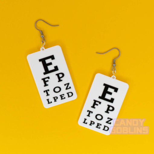 Snellen Eye Test Earrings! They're perfect for opticians, optometrists, students, and anyone passionate about eye health