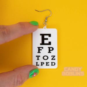 Snellen Eye Test Earrings! They're perfect for opticians, optometrists, students, and anyone passionate about eye health