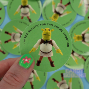 I'm Too Autistic For This Social Situation Sticker - Autism Meme Social Anxiety Stickers Shrek Candy Goblins