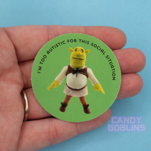 I'm Too Autistic For This Social Situation Sticker - Autism Meme Social Anxiety Stickers Shrek Candy Goblins