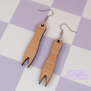 Chip Fork Earrings - British Seaside Fish & Chip Jewellery Wooden Novelty Earring Beach Summer Sun Food Themed