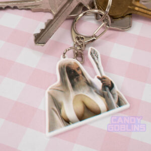 Gandalf Big Naturals Keychain - LoTR Lord of the Rings Meme Grey White Jewellery Fandom Big Boobs Ian Mckellen Queer Keychains