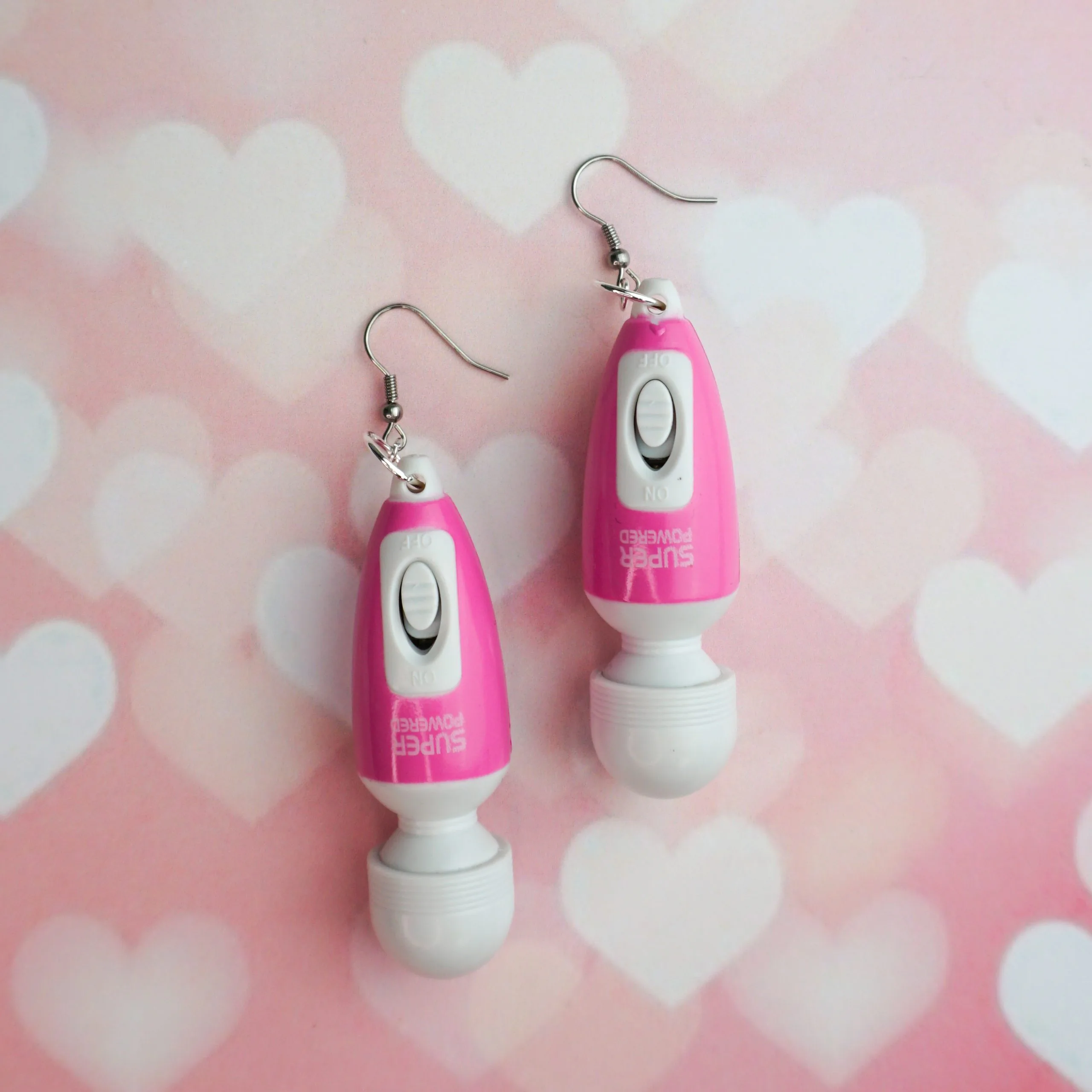 Vibe vibrator sex toy Hitachi magic wand lube blue batteries included quirky feminist sex positive feminism Earring earrings jewellery rave raver raving house party disco clubbing ibiza festival wear neon y2k clubwear hand made handmade cybertwee neon clubkid club kid carnival streetstyle harajuku street style cyber kinderwhore funky groovy techno basement underground urban kidcore kid core clubkid club kid klub goblin goblincore kitsch