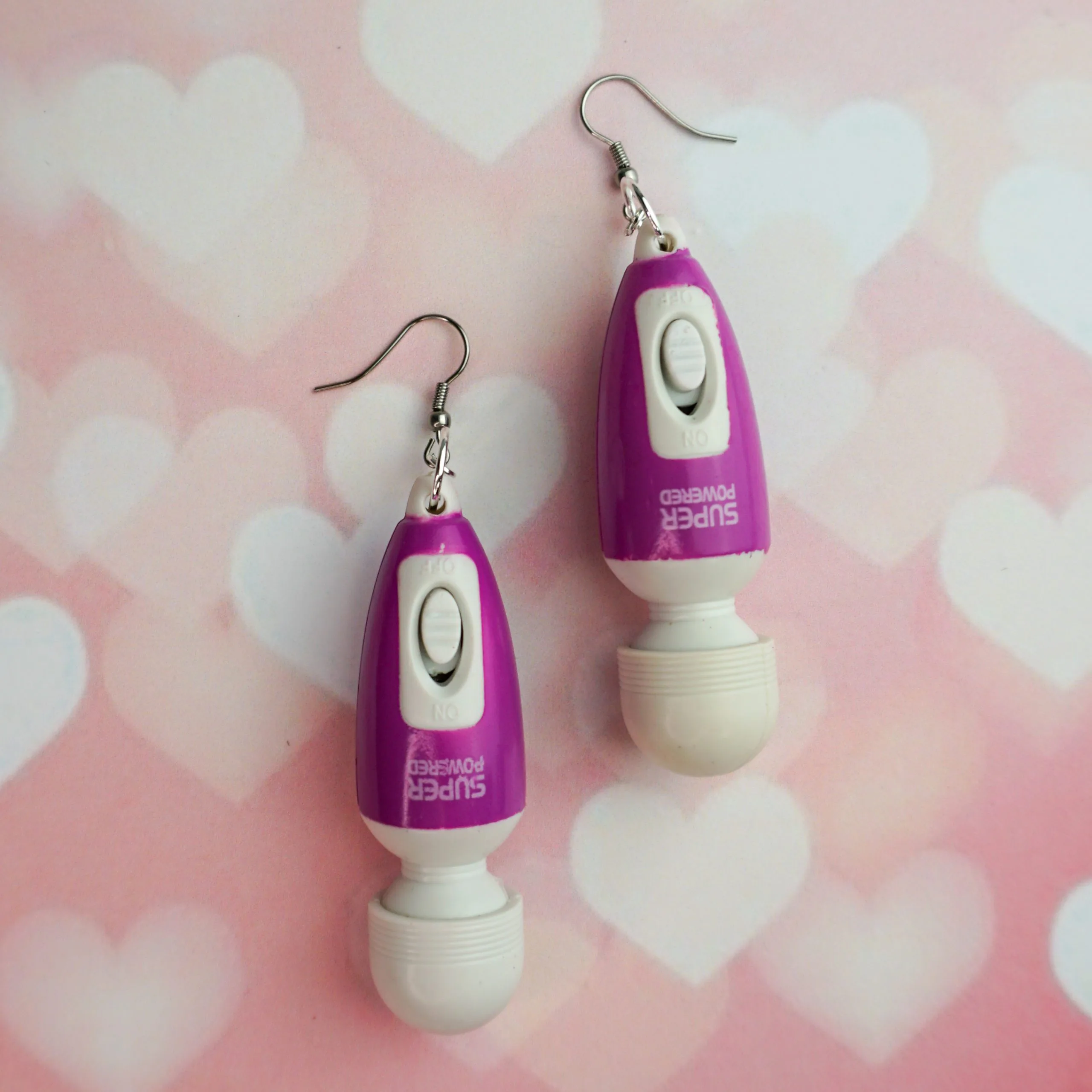 Vibe vibrator sex toy Hitachi magic wand lube blue batteries included quirky feminist sex positive feminism Earring earrings jewellery rave raver raving house party disco clubbing ibiza festival wear neon y2k clubwear hand made handmade cybertwee neon clubkid club kid carnival streetstyle harajuku street style cyber kinderwhore funky groovy techno basement underground urban kidcore kid core clubkid club kid klub goblin goblincore kitsch