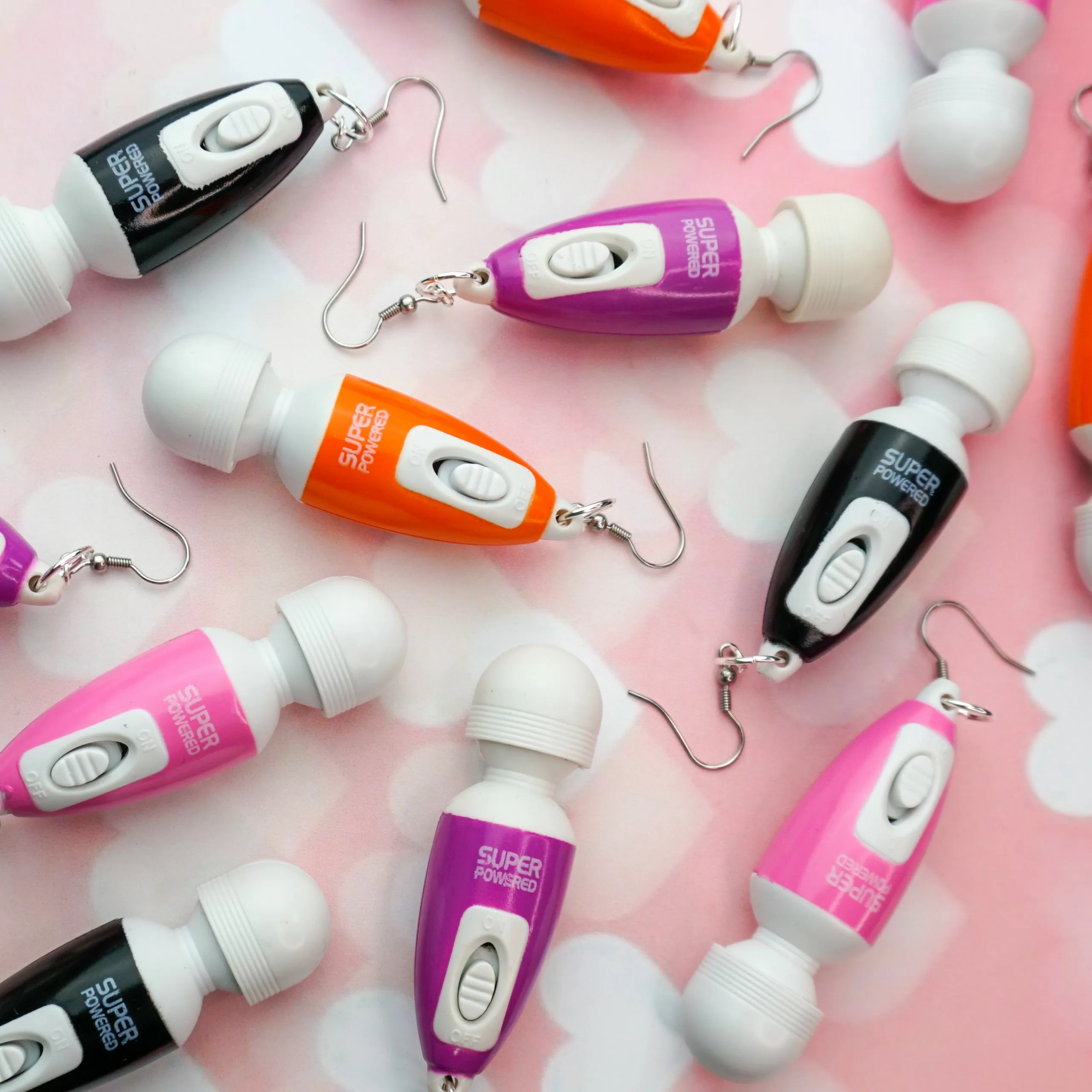 Vibe vibrator sex toy Hitachi magic wand lube blue batteries included quirky feminist sex positive feminism Earring earrings jewellery rave raver raving house party disco clubbing ibiza festival wear neon y2k clubwear hand made handmade cybertwee neon clubkid club kid carnival streetstyle harajuku street style cyber kinderwhore funky groovy techno basement underground urban kidcore kid core clubkid club kid klub goblin goblincore kitsch