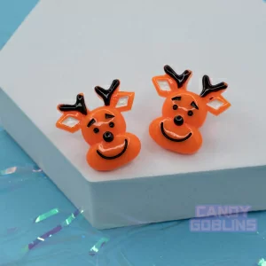 Reindeer Stud Earrings - Christmas Festive Animal Deer Winter Earrings Accessories Handmade Hygge Xmas Brown Charm Rudolf